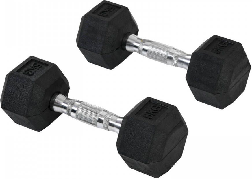 FitGoodz Dumbbells Hexa Dumbbell Set 2x 5 Kg Hex Dumbbel Krachttraining Crossfit