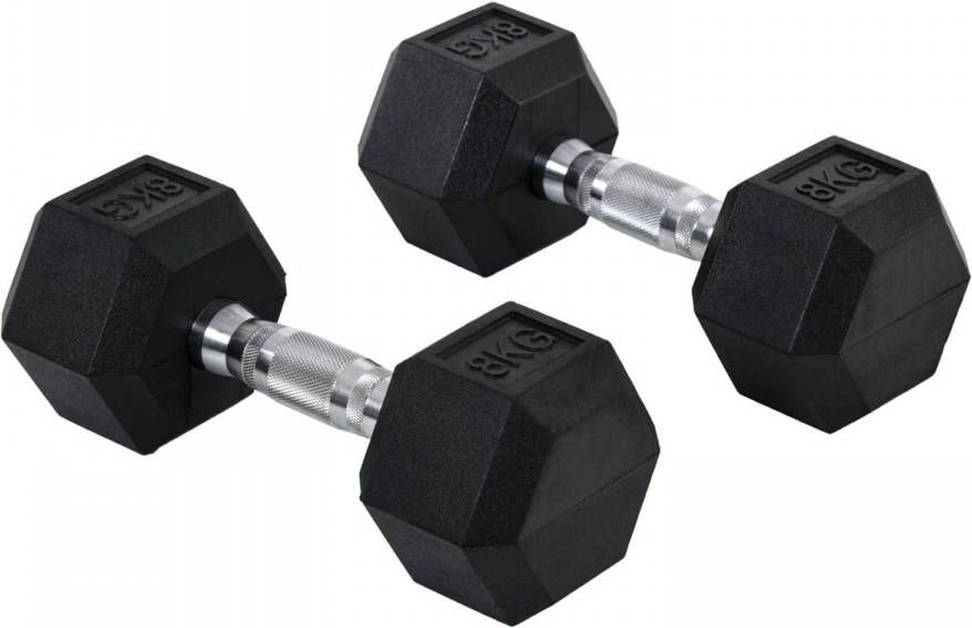 FitGoodz Dumbbells Hexa Dumbbell Set 2x 8 Kg Hex Dumbbel Krachttraining Crossfit