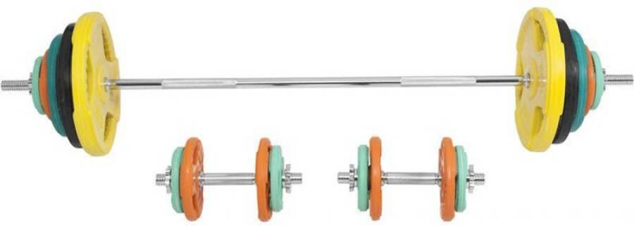 Gorilla Sports Halterset 100 Kg Gripper Gietijzer Rubber Coating Schroef