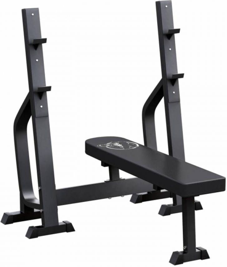 Gorilla Sports Vlakke Halterbank Fitnessbank Belastbaar Tot 250 Kg Zwart