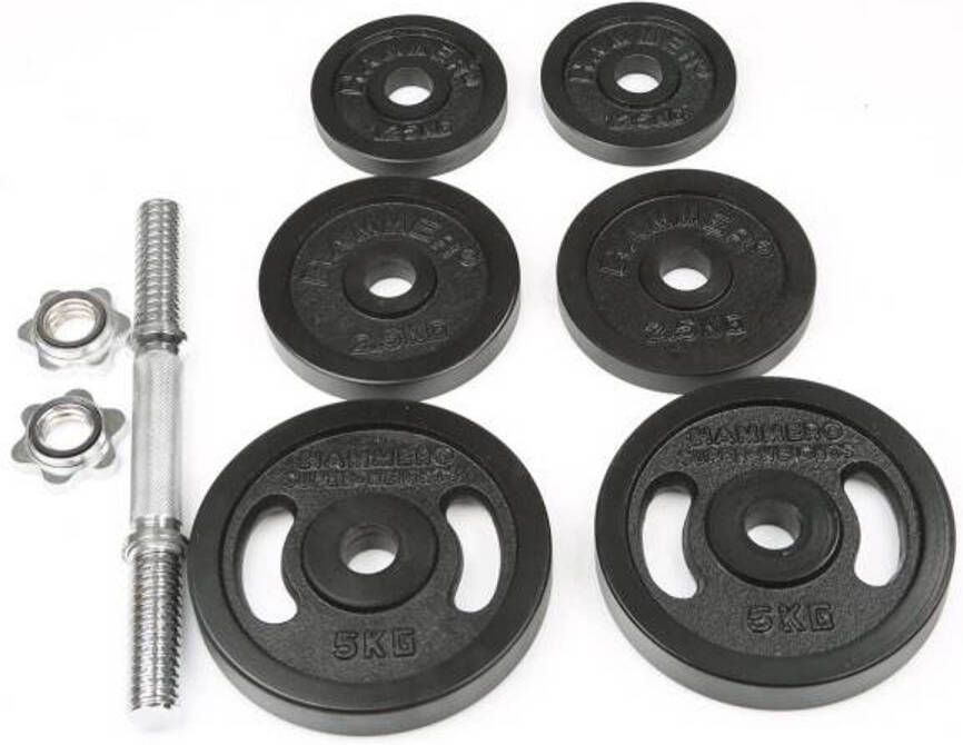 Hammer Fitness Dumbbell Set Zwart 20 Kg Gietijzer 30mm Gietijzer