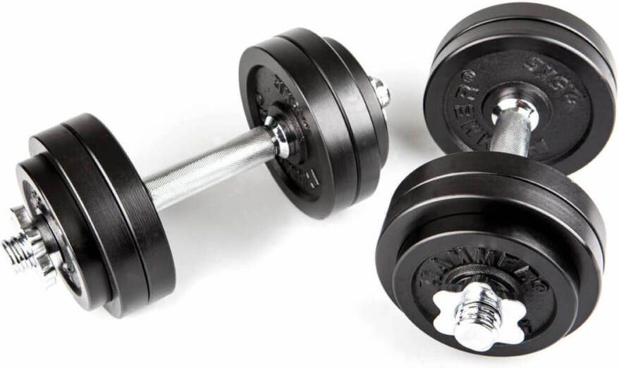 Hammer Fitness Dumbbell Set Zwart 30kg(2x 15kg) Gietijzer