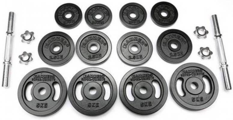 Hammer Fitness Dumbbell Set Zwart 40 Kg(2x 20kg) 30mm Gietijzer