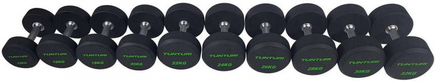 Tunturi Pro Pu Dumbbell Set 14 T/m 32 Kg 1 Paar Halterset Incl. Gratis Fitness App