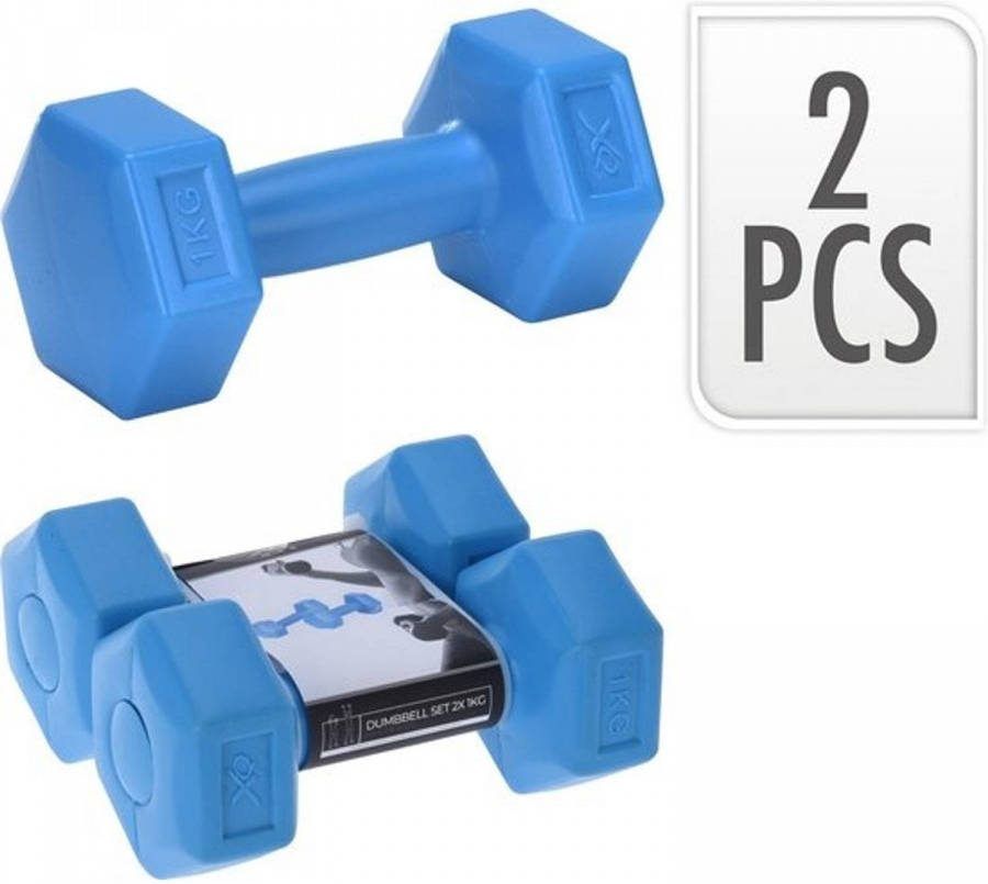 XQ Max 2 Stuks Dumbbell 2x 1kg Blauw