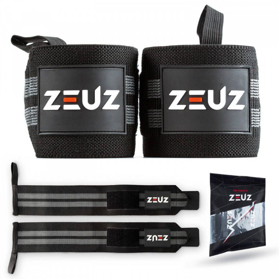 ZEUZ ® 2x Fitness & Crossfit Polsband 2.0 Wrist Wraps Krachttraining Polsbrace Zwart