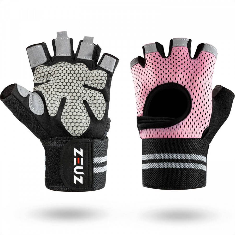 ZEUZ ® Sport & Fitness Handschoenen Dames Krachttraining Artikelen Gym & Crossfit Training Roze & Zwart