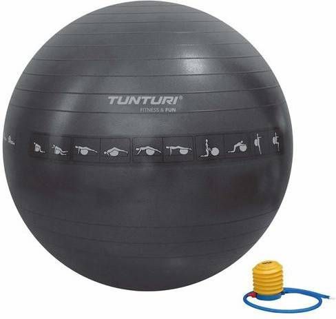 Tunturi 65 cm anti burst fitness bal antraciet