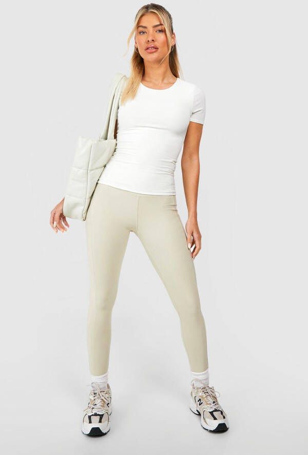 boohoo Fitness Leggings Met Naaddetail, Stone