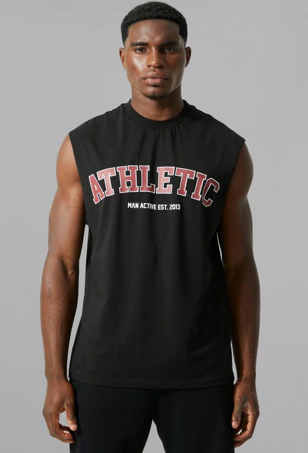 boohoo Man Active Fitness Athletic Tank Top, Black