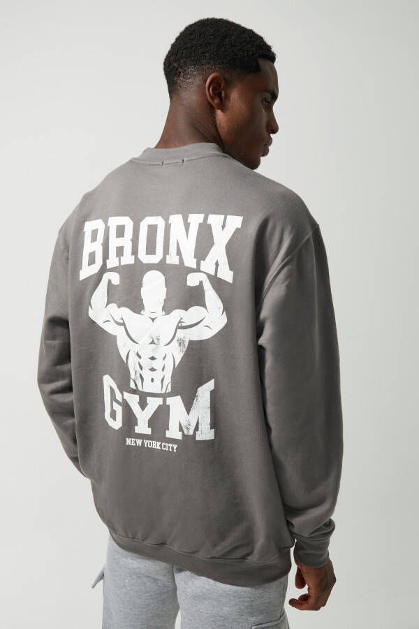boohoo Man Active Oversized Bronx Fitness Trui, Charcoal