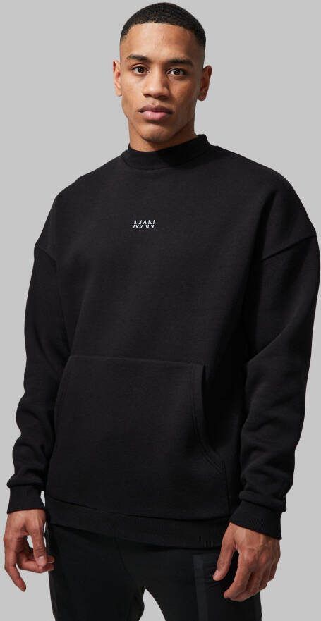 boohoo Man Active Oversized Trui Met Nep Kraag, Black