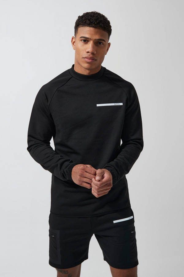 boohoo Man Active Performance Trui, Black