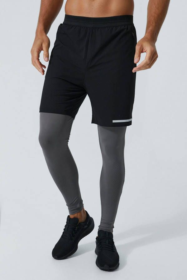 boohoo Tall 2 In 1 Man Active Performance Leggings, Black