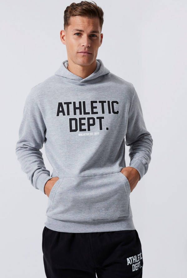 boohoo Tall Man Active Athletic Dept. Hoodie, Grey Marl