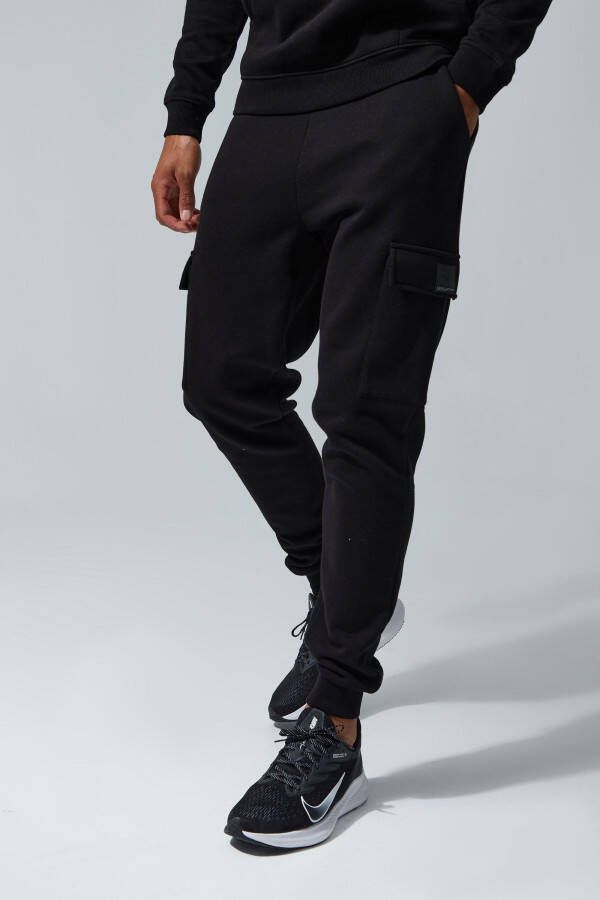 boohoo Tall Man Active Fitness Cargo Joggingbroek, Black
