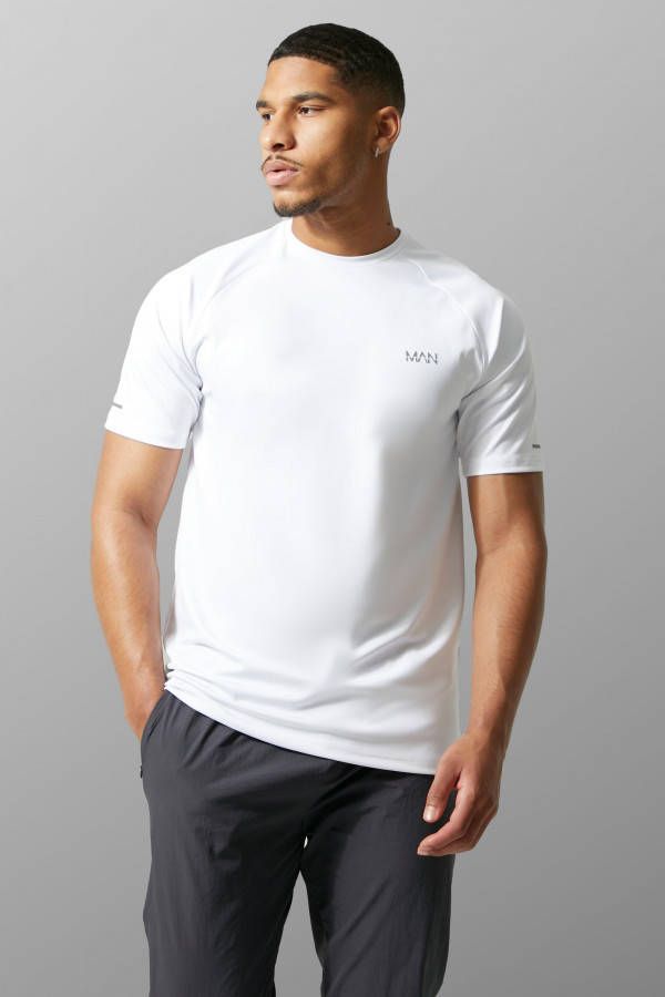 boohoo Tall Man Active Raglan Fitness T Shirt, White