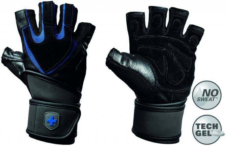 Merkloos Harbinger Men's Training Grip Fitness Handschoenen Met Wrist Wrap Zwart/blauw