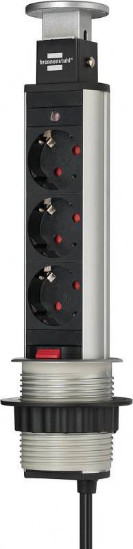 Brennenstuhl Tower Power 1396200003 stekkerdoos 3 voudig inbouw 2 meter zwart/zilver