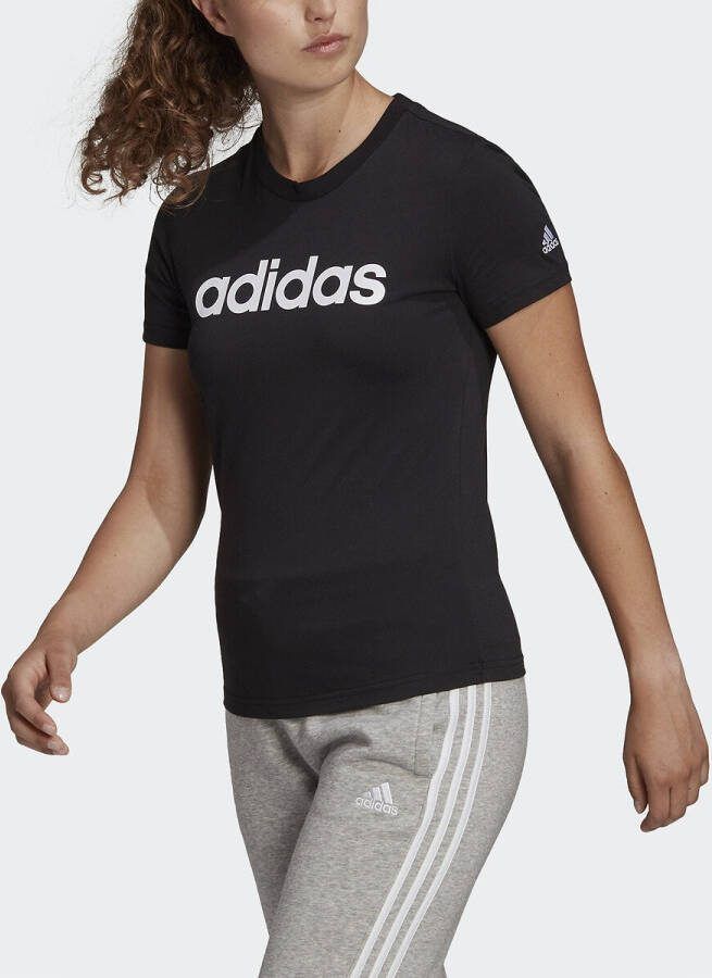 Adidas Loungewear Essentials Slim Logo Dames T Shirts Black Katoen Jersey