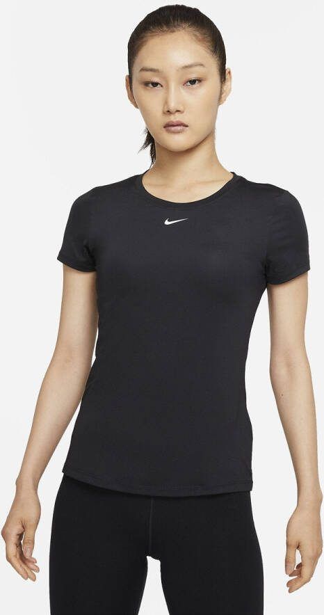 Nike Dri FIT One Damestop met aansluitende pasvorm en korte mouwen Black/White Dames