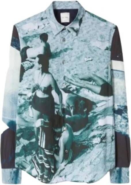 Paul Smith Slim Fit 'Paul's Photo' Print Shirt , Blauw, Heren