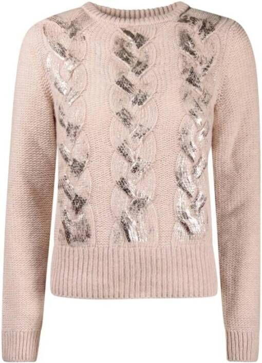 Marella Ronde hals gekweek , Beige, Dames