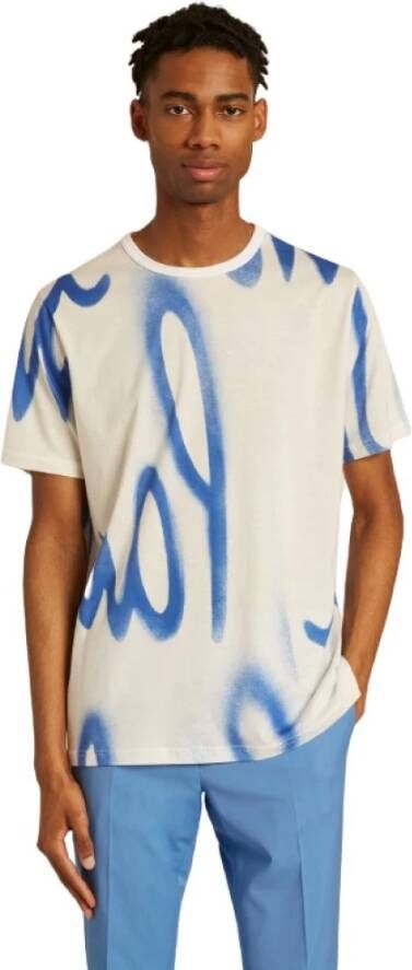 Paul Smith Wit & bid print katoen t shirt , Wit, Heren