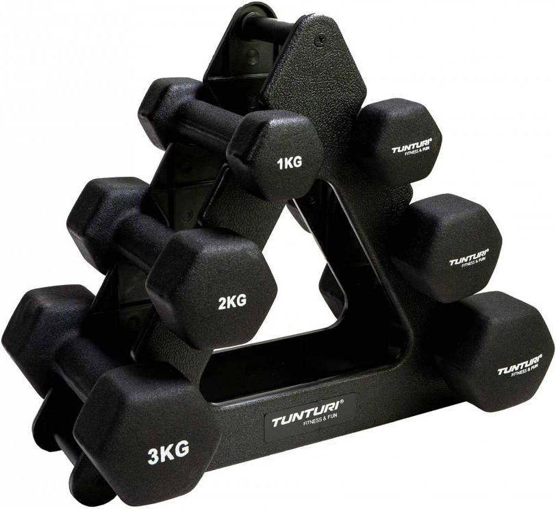 Tunturi Neopreen Dumbbellset Met Driehoekstandaard