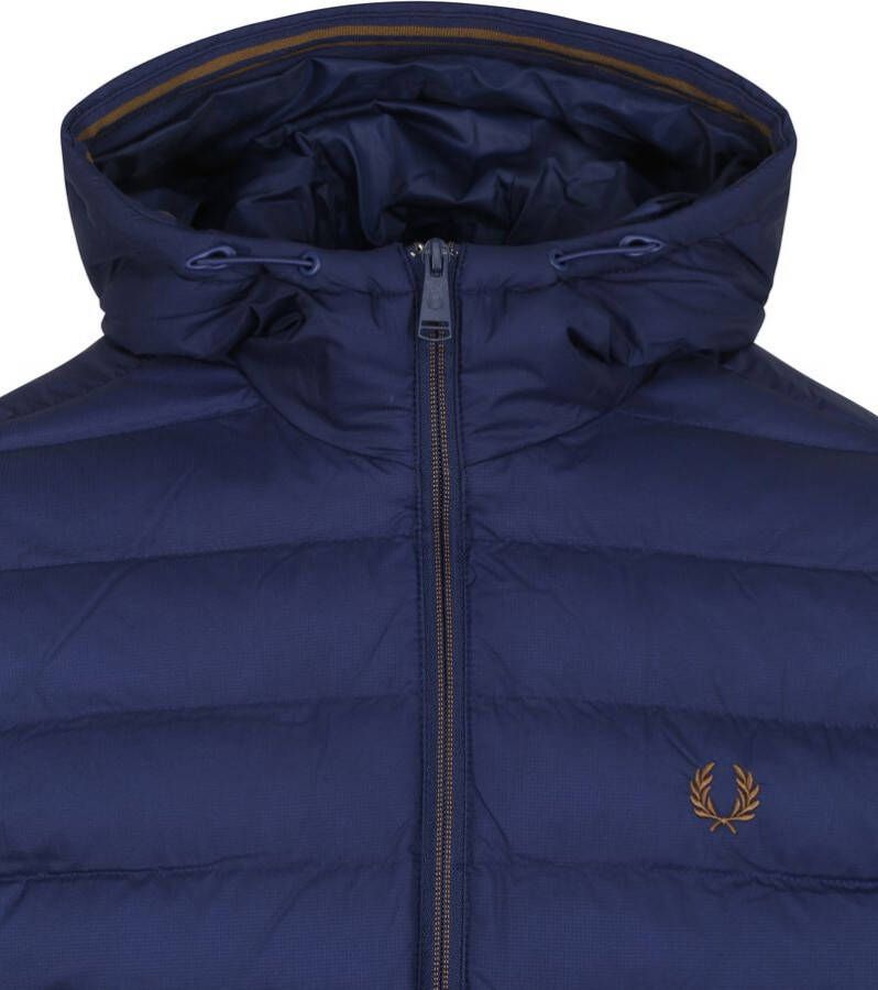 Fred Perry Thermische jas met zip en vaste kap man , Blauw, Heren
