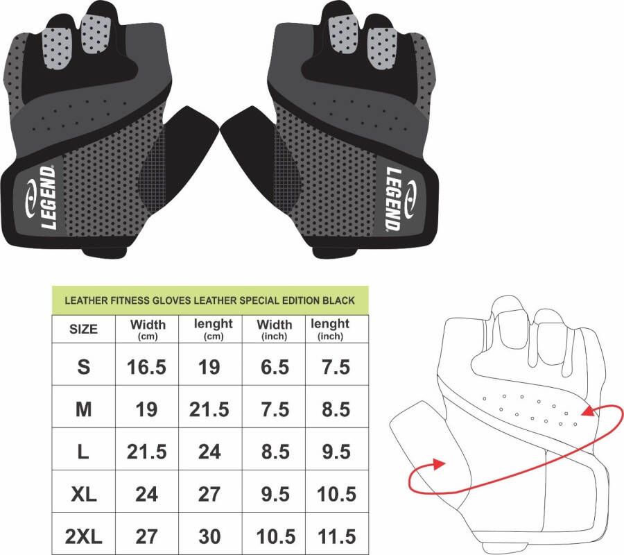 Legend Sports Leren fitness handschoenen leder special edition black
