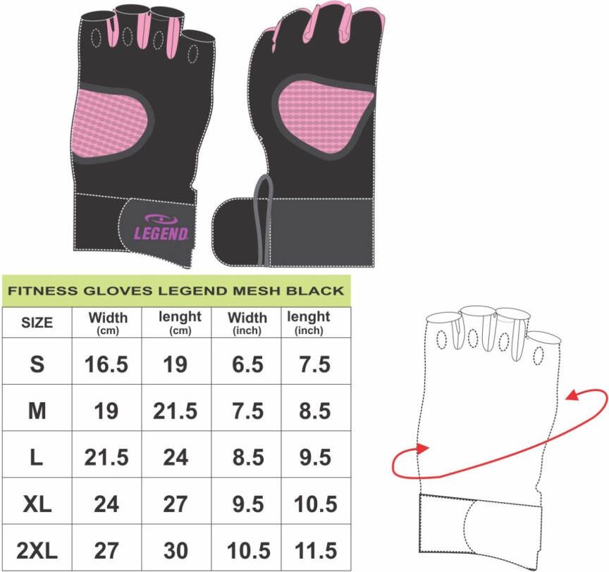 Fietsaccessoires Legend Sports Fitness Handschoen Legend Mesh Zwart/roze