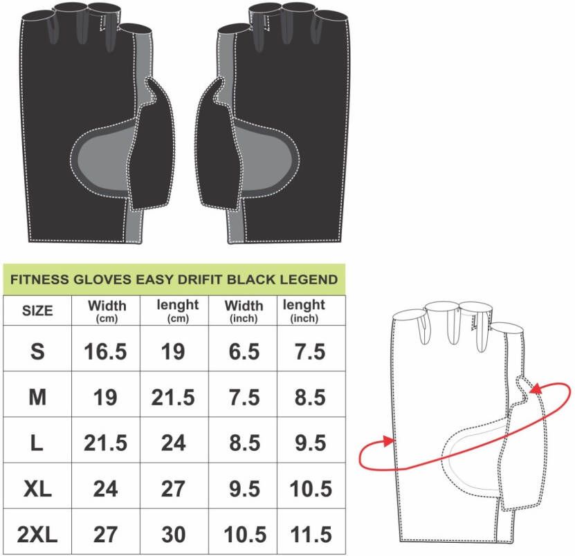 Legend Sports Fitness handschoenen easy heren/dames drifit