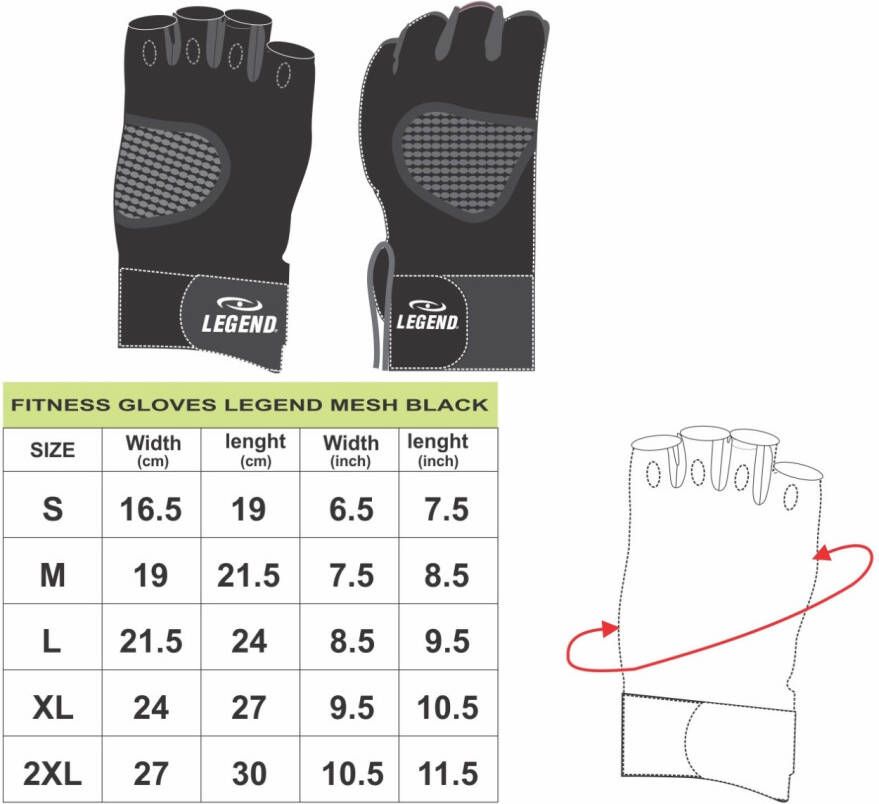 Fietsaccessoires Legend Sports Fitness Handschoen Legend Mesh Zwart/wit