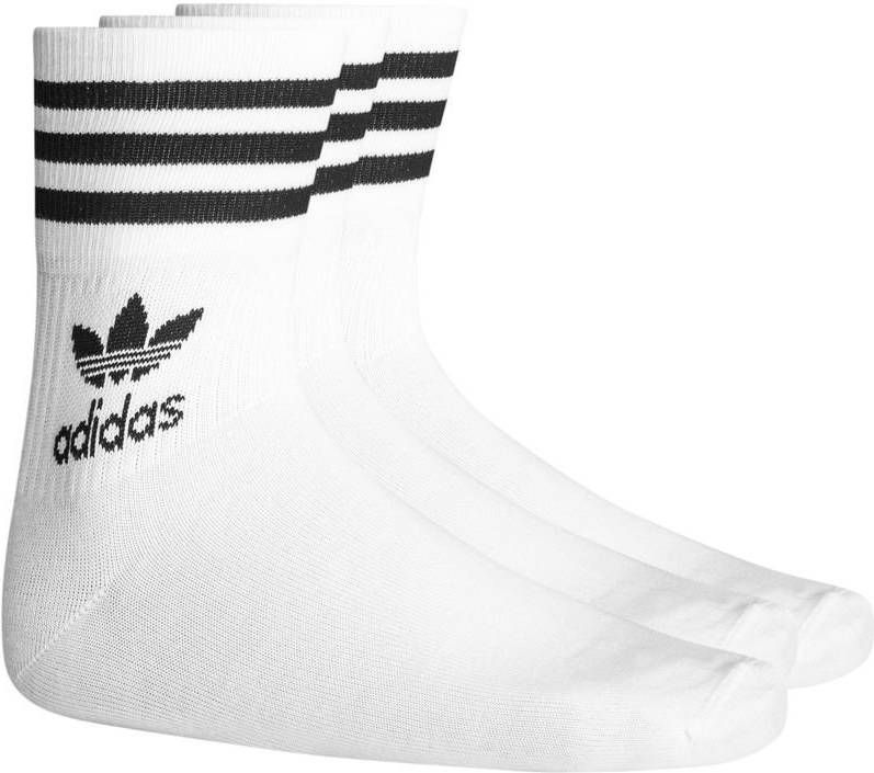 adidas Originals Kousen Mid Cut Crew 3 Pak Wit/Zwart