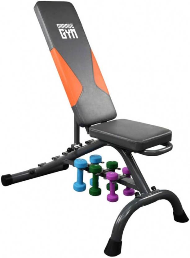 Orange Gym Dumbbell fitnessbank aluminium grijs en oranje