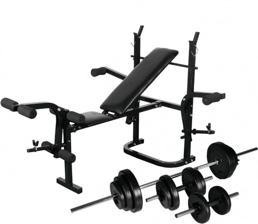VIDAXL Gewichtenbank met gewichtenrek en halterset 30, 5 kg