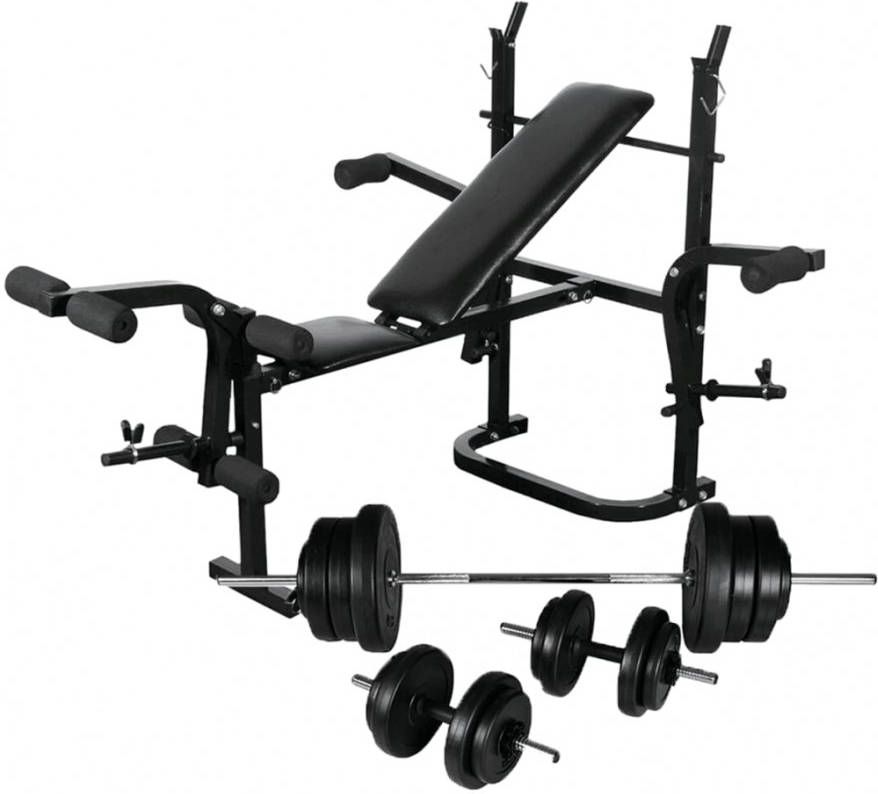 VIDAXL Gewichtenbank met gewichtenrek en halterset 60, 5 kg