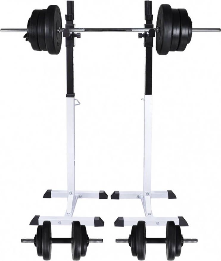 VIDAXL Halter -/squatrek met halterset 60, 5 kg