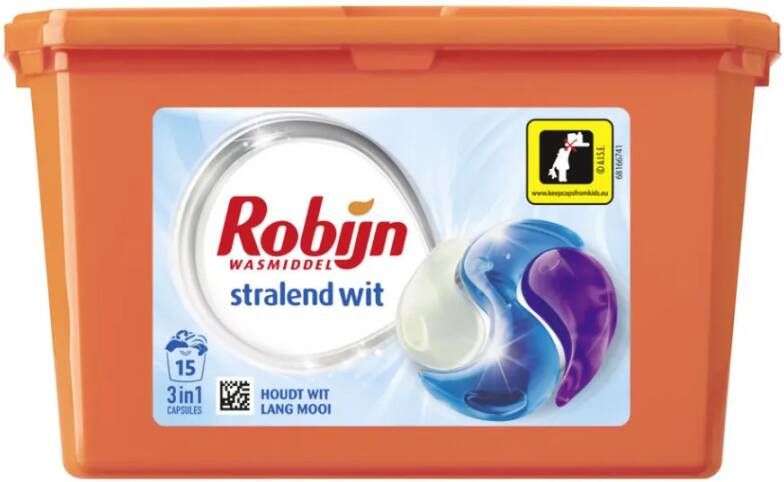 Robijn Stralend Wit 3 in 1 Wascapsules 4 x 15 wasbeurten 15 wasbeurten