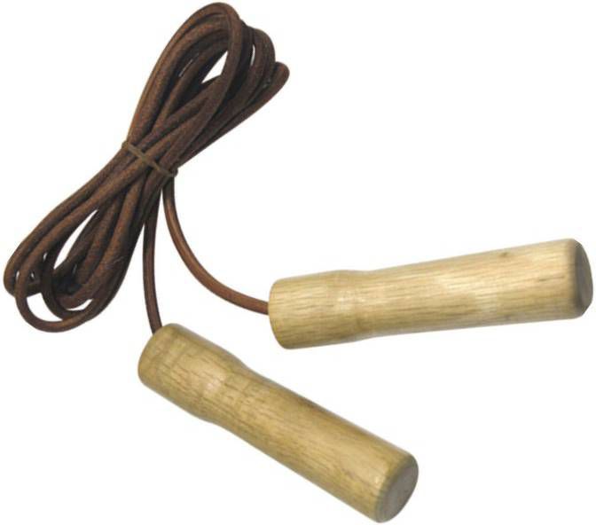 Tunturi Lederen Springtouw met houten handgrepen